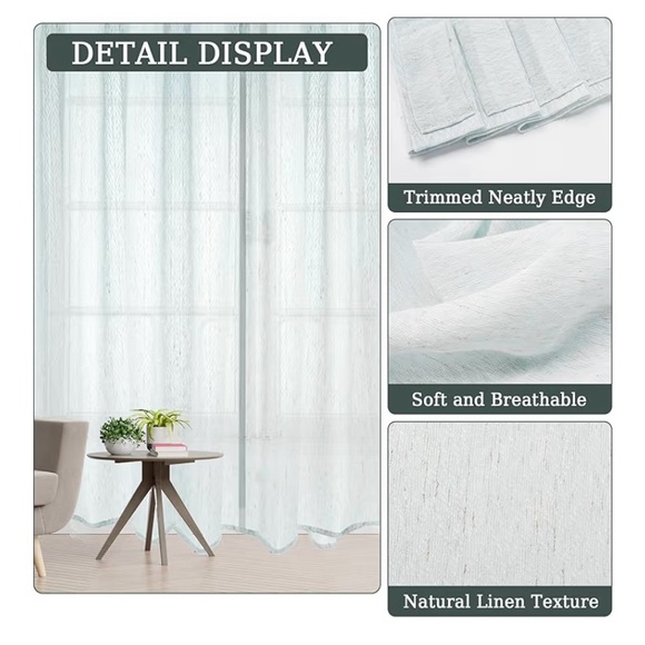 Baby Blue Sheer Curtains x4 Panels - Picture 5 of 5